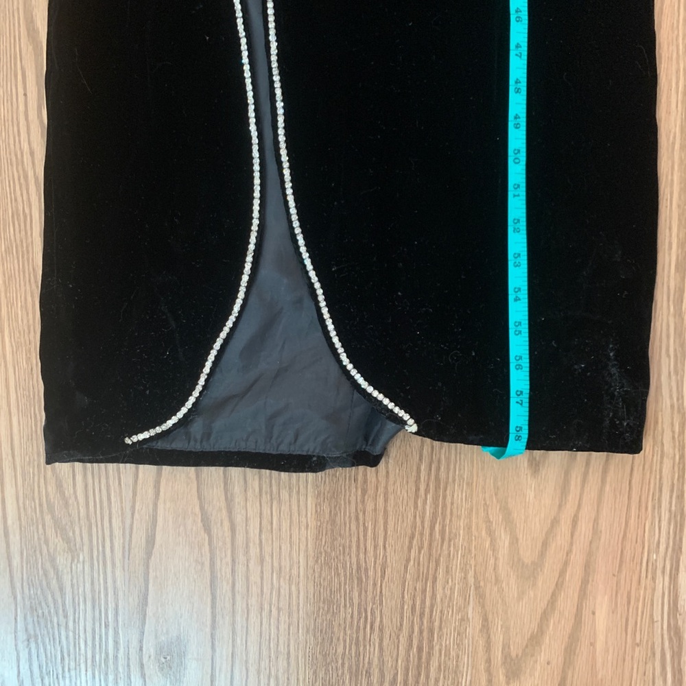 Black Velvet Vintage Rhinestone Dress - Picture 8 of 8